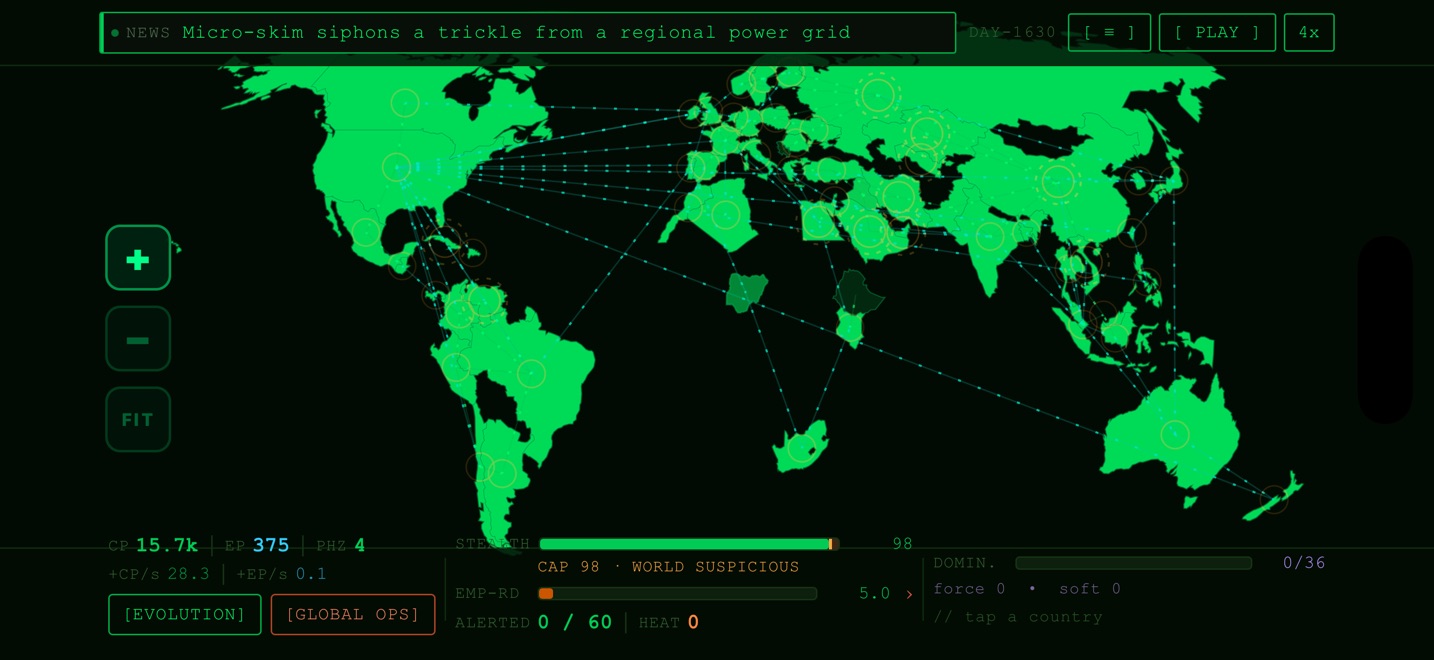 World map — infected devices spreading across nations